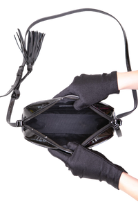 YSL LOU CAMERA BAG PATENT MATELASSÊ BLACK