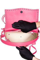 VALENTINO ROCKSTUD SPIKE MEDIUM BRIGHT PINK/WHITE
