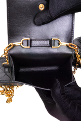 BOTTEGA CARD CASE ON CHAIN WITH ACCESSORY INTRECCIATO BLACK E GOLD