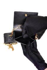 BOTTEGA CARD CASE ON CHAIN WITH ACCESSORY INTRECCIATO BLACK E GOLD