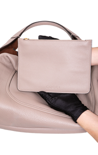 GUCCI SOFTBIT MAXI GRAINY LEATHER TAUPE