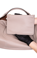 GUCCI SOFTBIT MAXI GRAINY LEATHER TAUPE