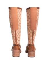 GUCCI BOOTS LOLA TALL GG MONOGRAM CALFSKIN BROWN - 37 1/2 BR