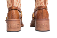GUCCI BOOTS LOLA TALL GG MONOGRAM CALFSKIN BROWN - 37 1/2 BR