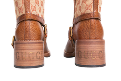 GUCCI BOOTS LOLA TALL GG MONOGRAM CALFSKIN BROWN - 37 1/2 BR