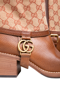 GUCCI BOOTS LOLA TALL GG MONOGRAM CALFSKIN BROWN - 37 1/2 BR