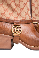 GUCCI BOOTS LOLA TALL GG MONOGRAM CALFSKIN BROWN - 37 1/2 BR