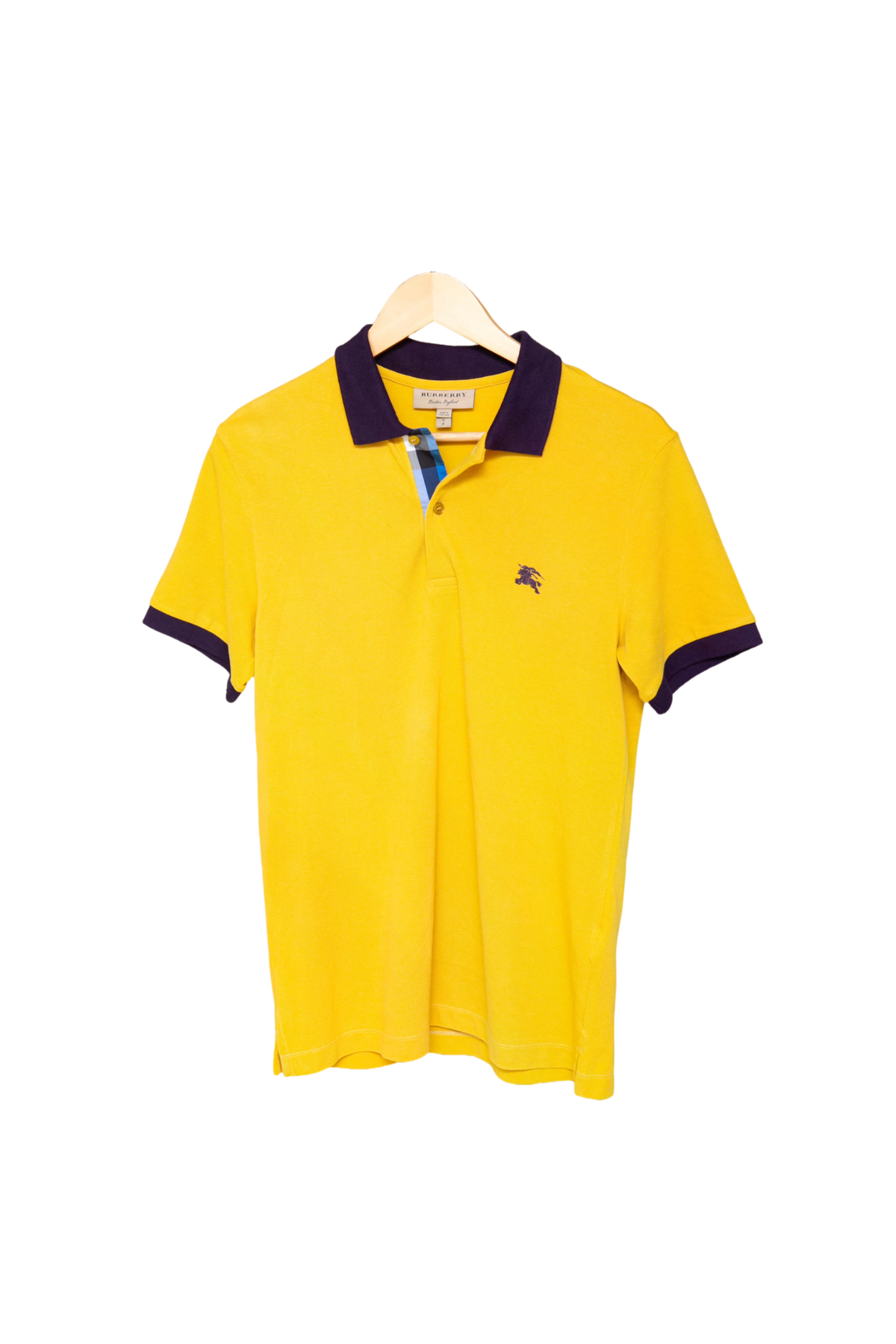 BURBERRY SHIRT POLO COTTON PEAR YELLOW/PURPLE