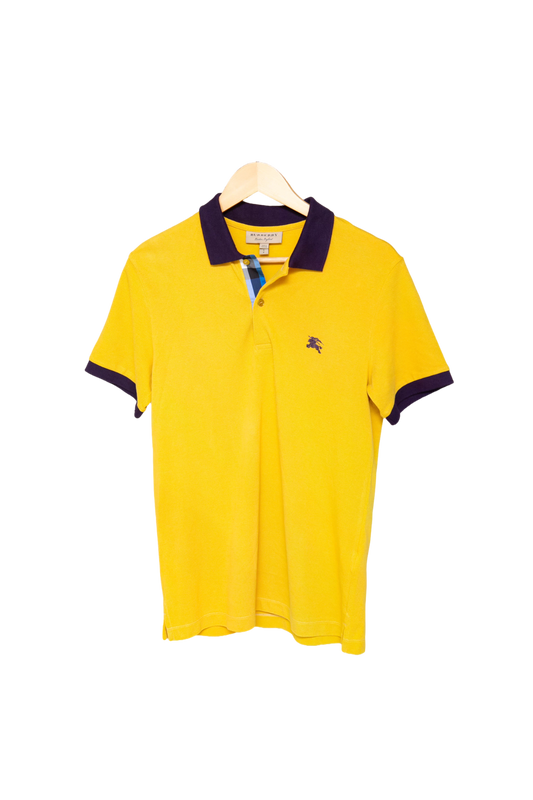 BURBERRY SHIRT POLO COTTON PEAR YELLOW/PURPLE