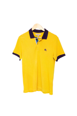 BURBERRY SHIRT POLO COTTON PEAR YELLOW/PURPLE