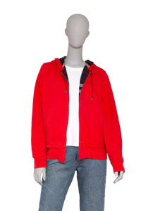 BURBERRY SWEATSHIRT COTTON HOODIE ZIP-UP RED