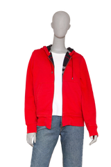 BURBERRY SWEATSHIRT COTTON HOODIE ZIP-UP RED