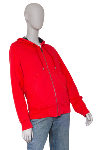 BURBERRY SWEATSHIRT COTTON HOODIE ZIP-UP RED