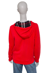 BURBERRY SWEATSHIRT COTTON HOODIE ZIP-UP RED