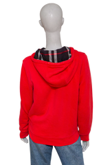 BURBERRY SWEATSHIRT COTTON HOODIE ZIP-UP RED