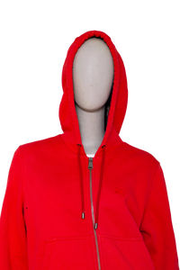 BURBERRY SWEATSHIRT COTTON HOODIE ZIP-UP RED