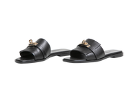 HERMÈS SANDAL GIULIA CALFSKIN NOIR - PERMABRASS - 34 BR