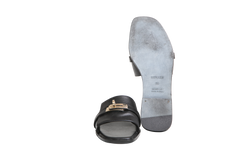 HERMÈS SANDAL GIULIA CALFSKIN NOIR - PERMABRASS - 34 BR