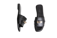 HERMÈS SANDAL GIULIA CALFSKIN NOIR - PERMABRASS - 34 BR