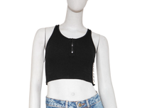 CELINE TOP SLEEVELESS CROP RIB BLACK
