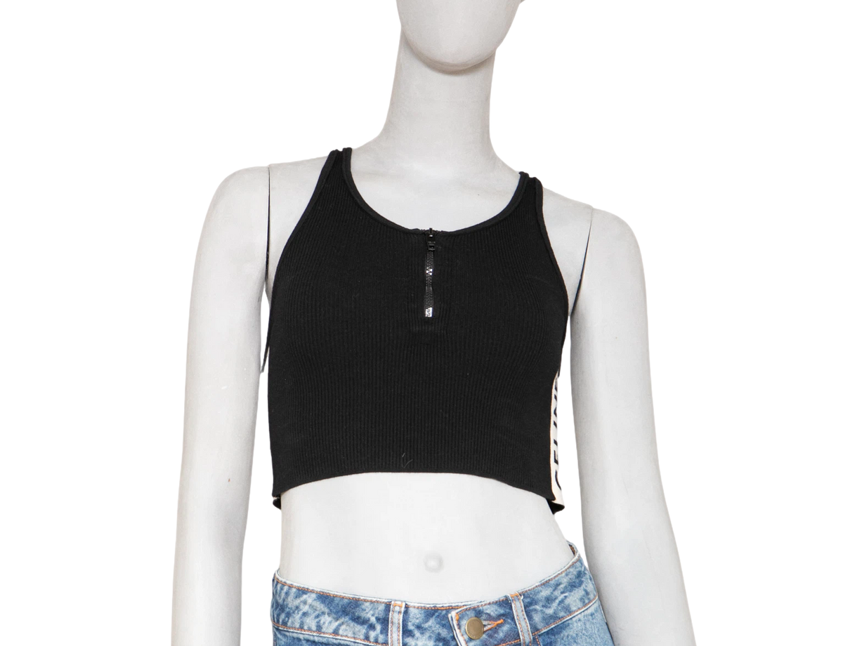 CELINE TOP SLEEVELESS CROP RIB BLACK
