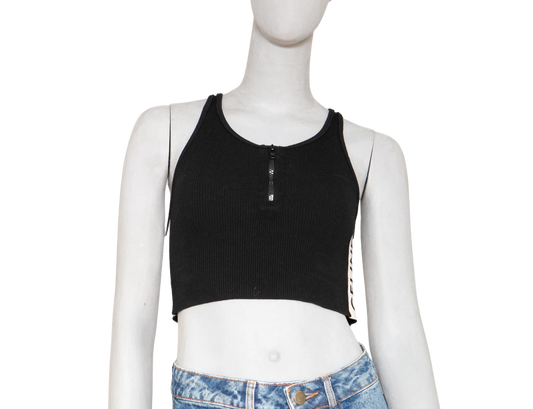 CELINE TOP SLEEVELESS CROP RIB BLACK
