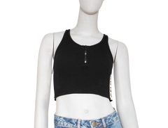 CELINE TOP SLEEVELESS CROP RIB BLACK