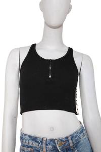 CELINE TOP SLEEVELESS CROP RIB BLACK