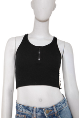 CELINE TOP SLEEVELESS CROP RIB BLACK