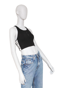 CELINE TOP SLEEVELESS CROP RIB BLACK