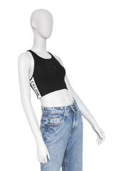 CELINE TOP SLEEVELESS CROP RIB BLACK