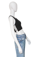 CELINE TOP SLEEVELESS CROP RIB BLACK