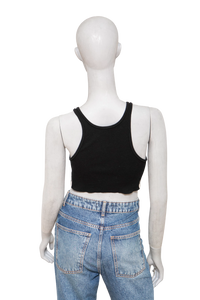 CELINE TOP SLEEVELESS CROP RIB BLACK