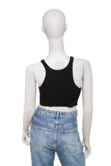 CELINE TOP SLEEVELESS CROP RIB BLACK