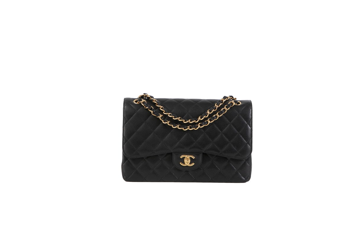 CHANEL CLASSIC DF JUMBO CAVIAR BLACK HDW