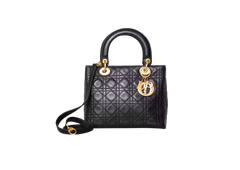 DIOR LADY DIOR VINTAGE MEDIUM CANNAGE BLACK