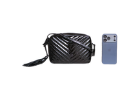 YSL LOU CAMERA BAG PATENT MATELASSÊ BLACK