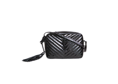 YSL LOU CAMERA BAG PATENT MATELASSÊ BLACK