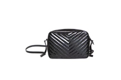 YSL LOU CAMERA BAG PATENT MATELASSÊ BLACK