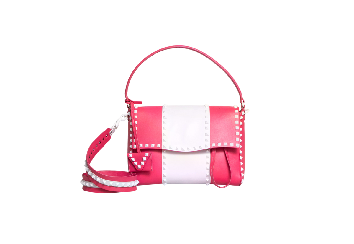 VALENTINO ROCKSTUD SPIKE MEDIUM BRIGHT PINK/WHITE
