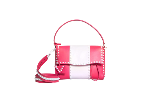 VALENTINO ROCKSTUD SPIKE MEDIUM BRIGHT PINK/WHITE