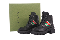 GUCCI ANKLE BOOTS TRACTOR WEB BLACK