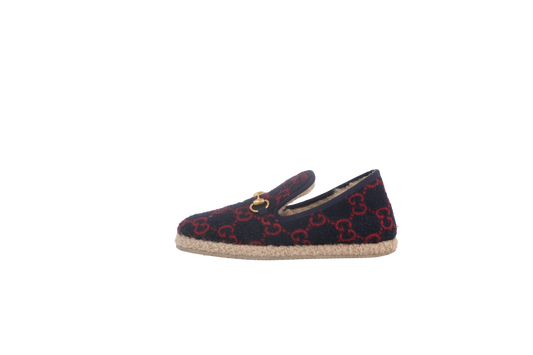 GUCCI MULE LÃ GG LOAFER NAVY & VERMELHO