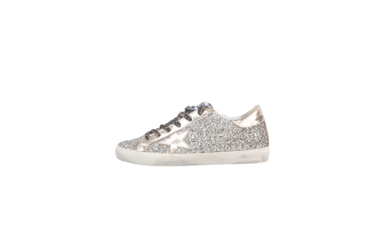 GOLDEN GOOSE SNEAKER SUPER-STAR GLITTER SILVER