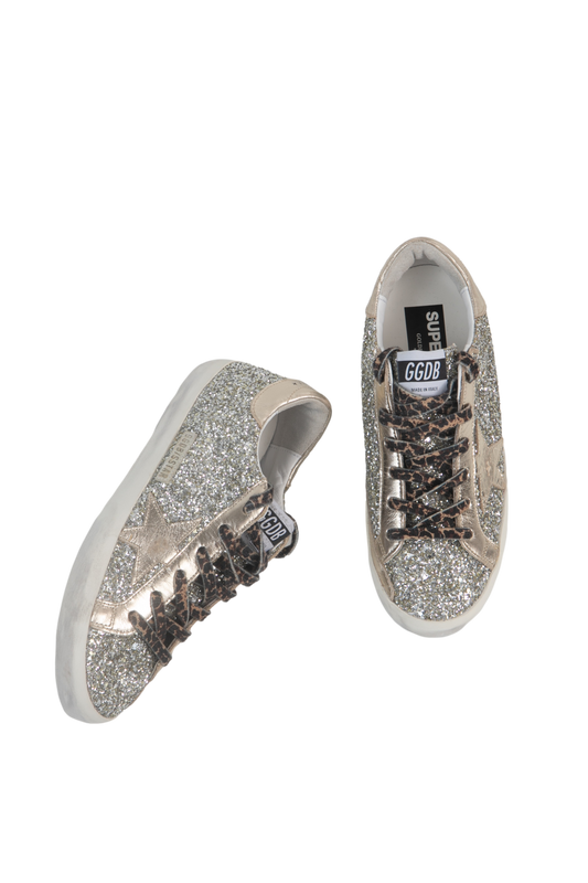 GOLDEN GOOSE SNEAKER SUPER-STAR GLITTER SILVER