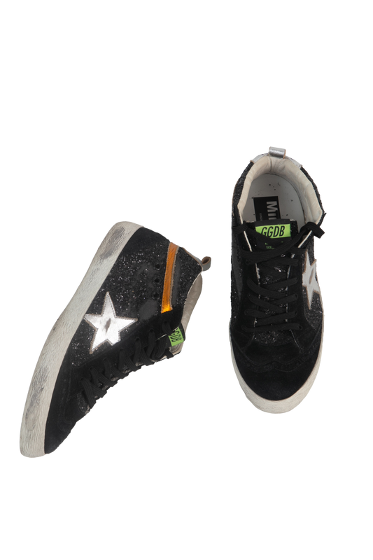 GOLDEN GOOSE SNEAKER MIDSTAR GLITTER BLACK