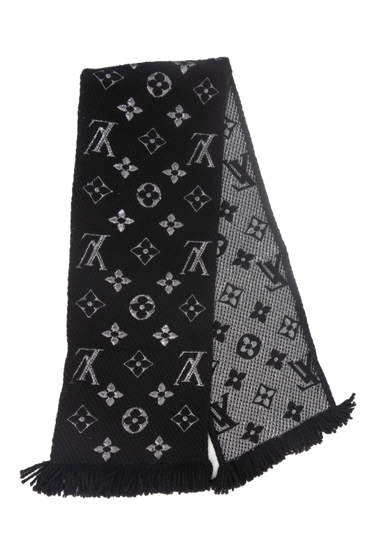 LOUIS VUITTON ECHARPE TOUGE LOGOMANIA BLACK & SILVER