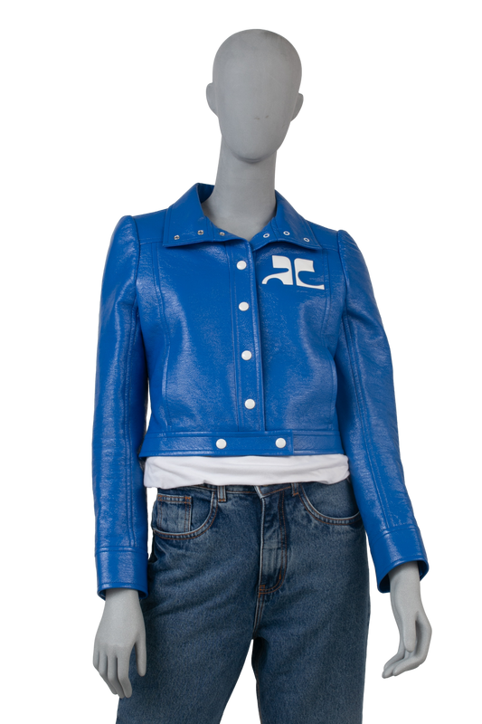 COURRÈGES JACKET CROPPED BLUE PATCH