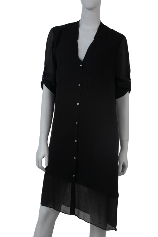 HELMUT VESTIDO SEDA BOTOES BLACK