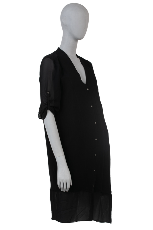 HELMUT VESTIDO SEDA BOTOES BLACK